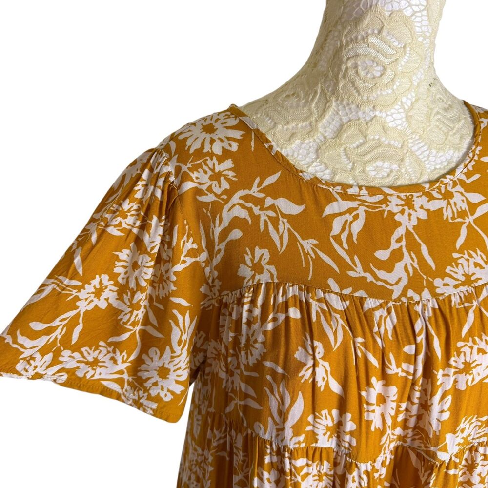 Hope Ave Tiered Dress Boho A Line Floral Gold S bv - Picture 3 of 10